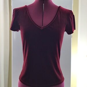 Vintage L’Equipe Burgundy Velvet Velour Women's Top Made in Canada